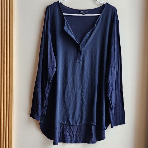 Jones New York Navy Blue Button-Up Henley Size 2X - Picture 7 of 13